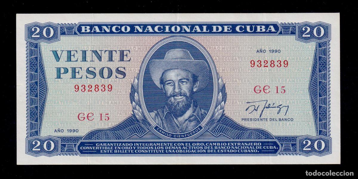 Billetes extranjeros: CUBA 20 PESOS 1990 XF/EBC- Pick.105g Serie 932839 Alfa GE-15 CAMILO CIENFUEGOS