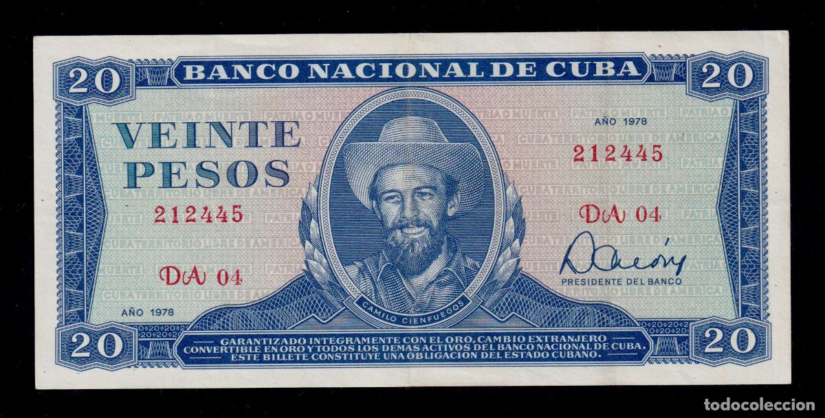 Billetes extranjeros: CUBA 20 PESOS 1978 XF/EBC- Pick.105b Serie 212445 Alfa DA-04 CAMILO CIENFUEGOS