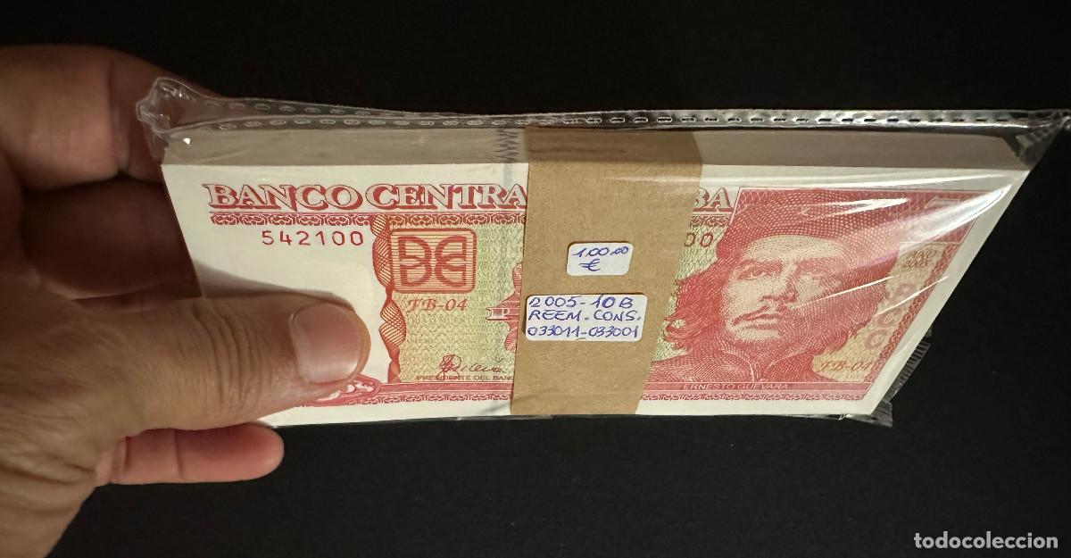 Billetes extranjeros: CUBA 3 PESOS 2005 UNC/SC Pick.127b 10 BILLETES CONSECUTIVOS REEMPLAZOS REPOSICION REPLACEMENT CHE G