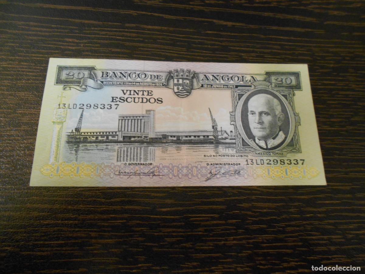 Billetes extranjeros: ANGOLA, BILLETE ANTIGUO 20 ESCUDOS 1962, PICK 92, BILLETE RARO, MBC+