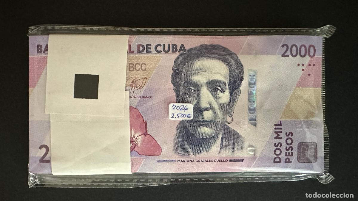 Billetes extranjeros: CUBA 2000 PESOS 2026 UNC/SC 1 REEMPLAZO REPOSICION REPLACEMENT 1 BILLETE SÓLIDO SERIE ALTA 999999