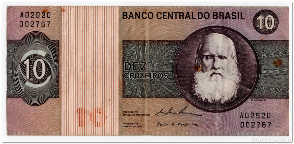 Billetes extranjeros: BRAZIL,10 CRUZEIROS,1974,P.193b,aVF