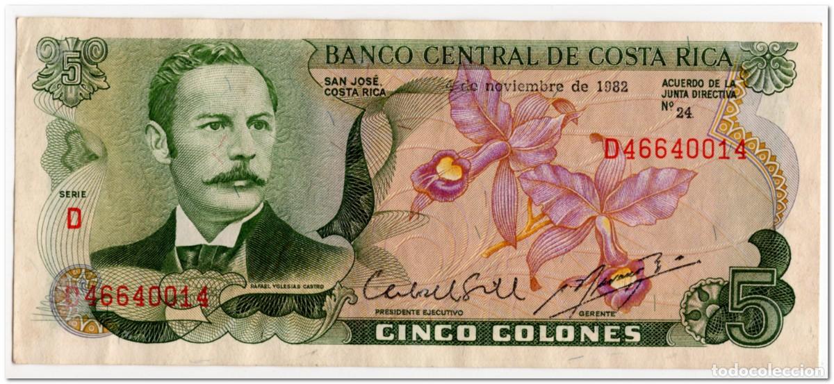 Billetes extranjeros: COSTA RICA,5 COLONES,1982,P.236d,VF+