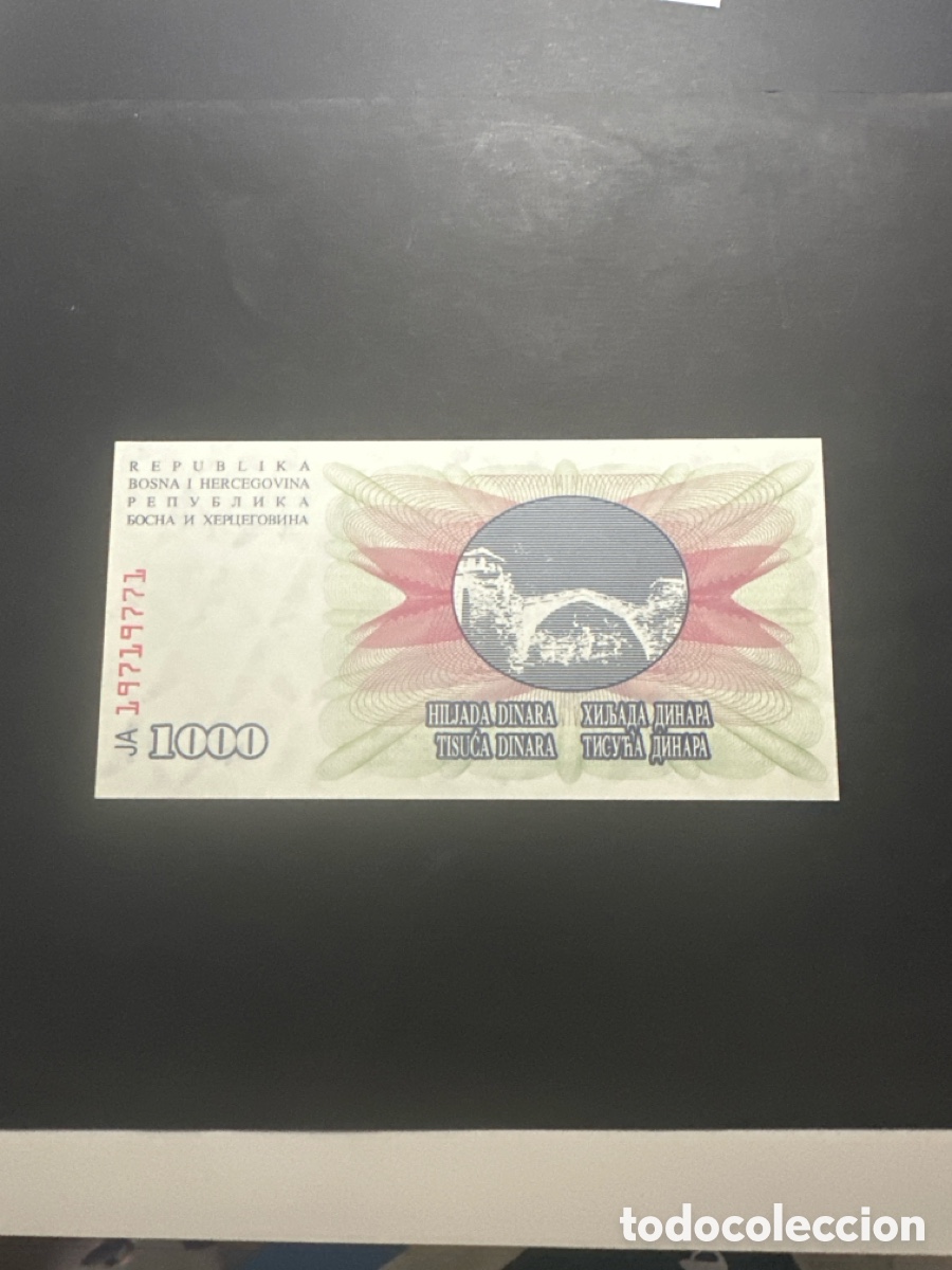 Billetes extranjeros: Billete de Bosnia Herzegovina de 1000 dinara sin circular