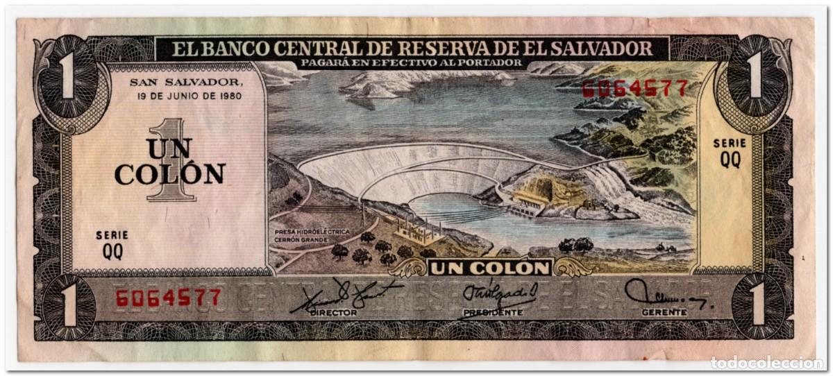 Billetes extranjeros: EL SALVADOR,1 COLON,1980,P.125b,FINE