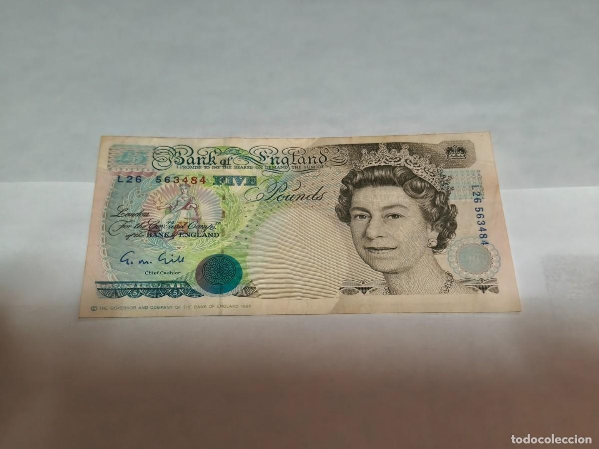 Billetes extranjeros: Inglaterra 5libras 1990 VF. - Foto 1