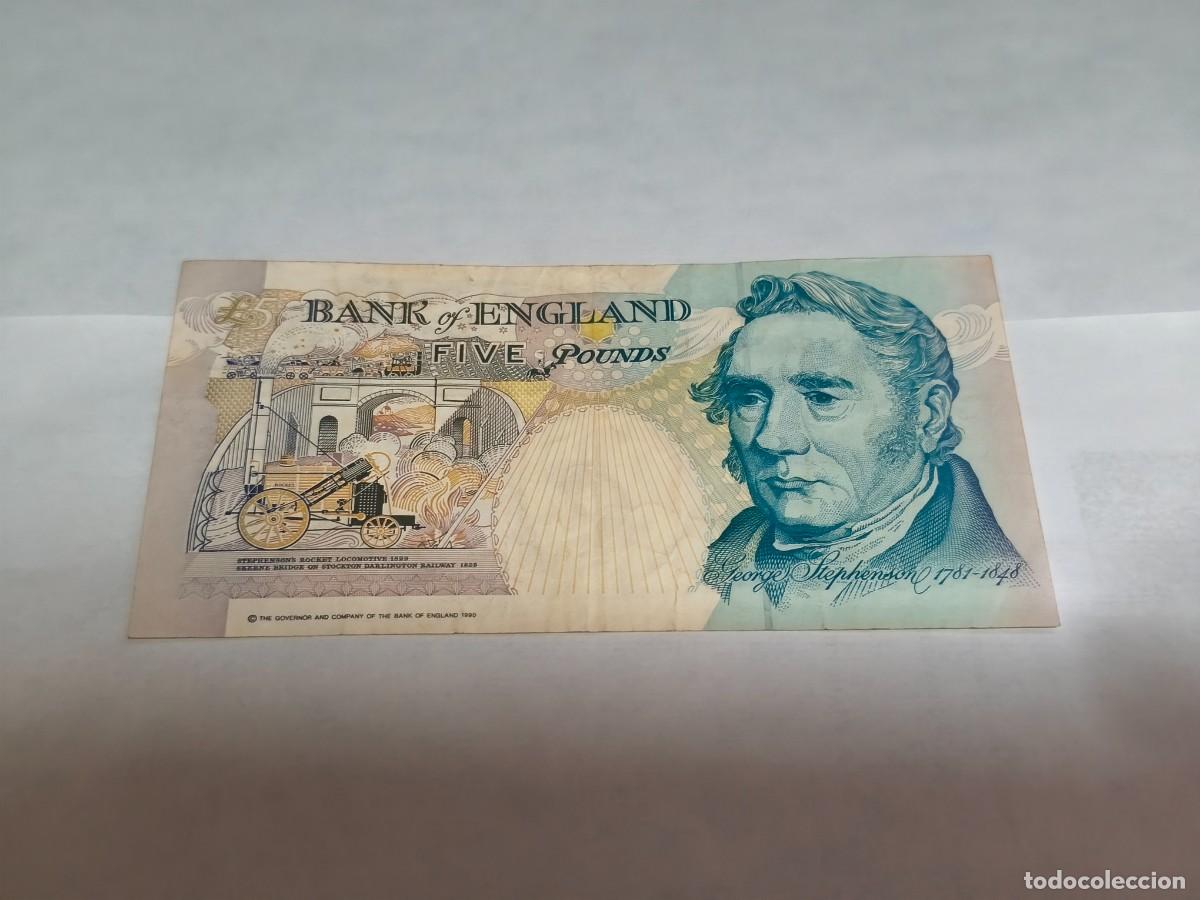 Billetes extranjeros: Inglaterra 5libras 1990 VF. - Foto 2