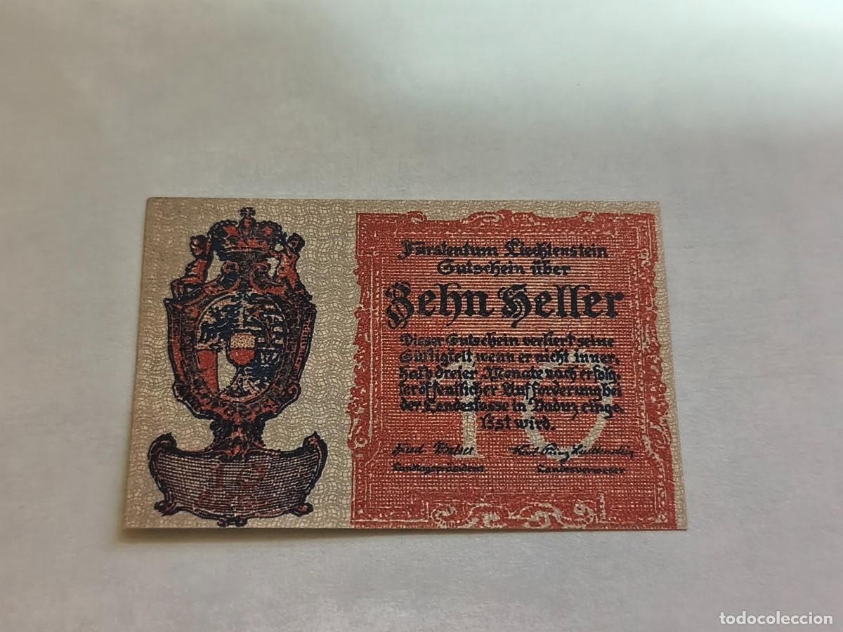 Billetes extranjeros: Liechestein 10Heller UNC.