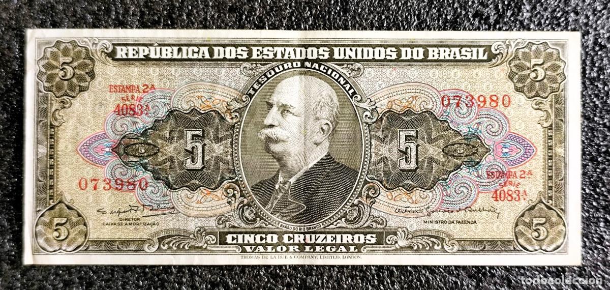 Banconote internazionali: BRASIL 5 CRUZEIROS 1962-64 Lote 2615