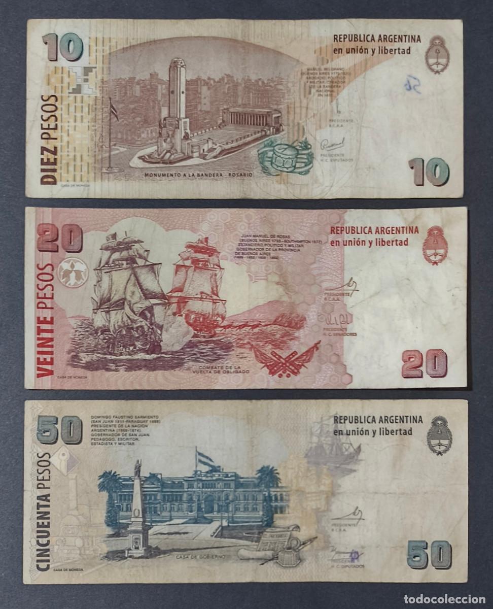 Billetes extranjeros: ARGENTINA. 10, 20, 50 pesos (2003). - Foto 2
