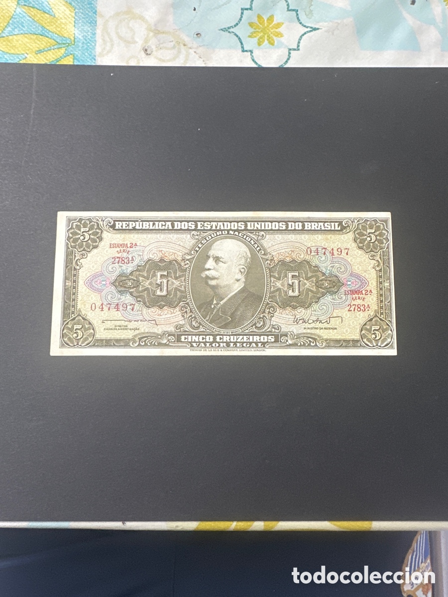 Billetes extranjeros: Billete de Brasil 5 cruzeiros a&ntilde;o 1992