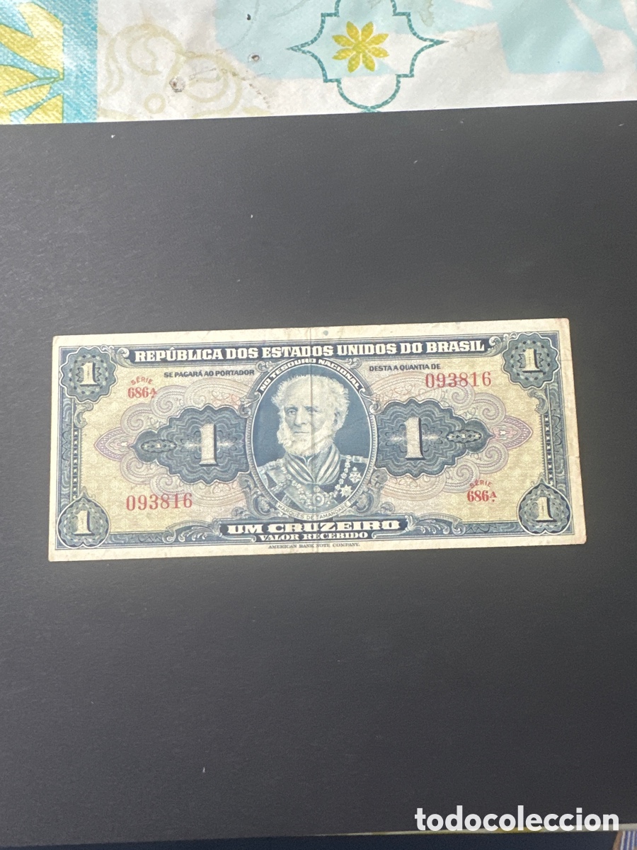 Billetes extranjeros: Billete de Brasil de 1 cruzeiro sin firma a&ntilde;o 1944