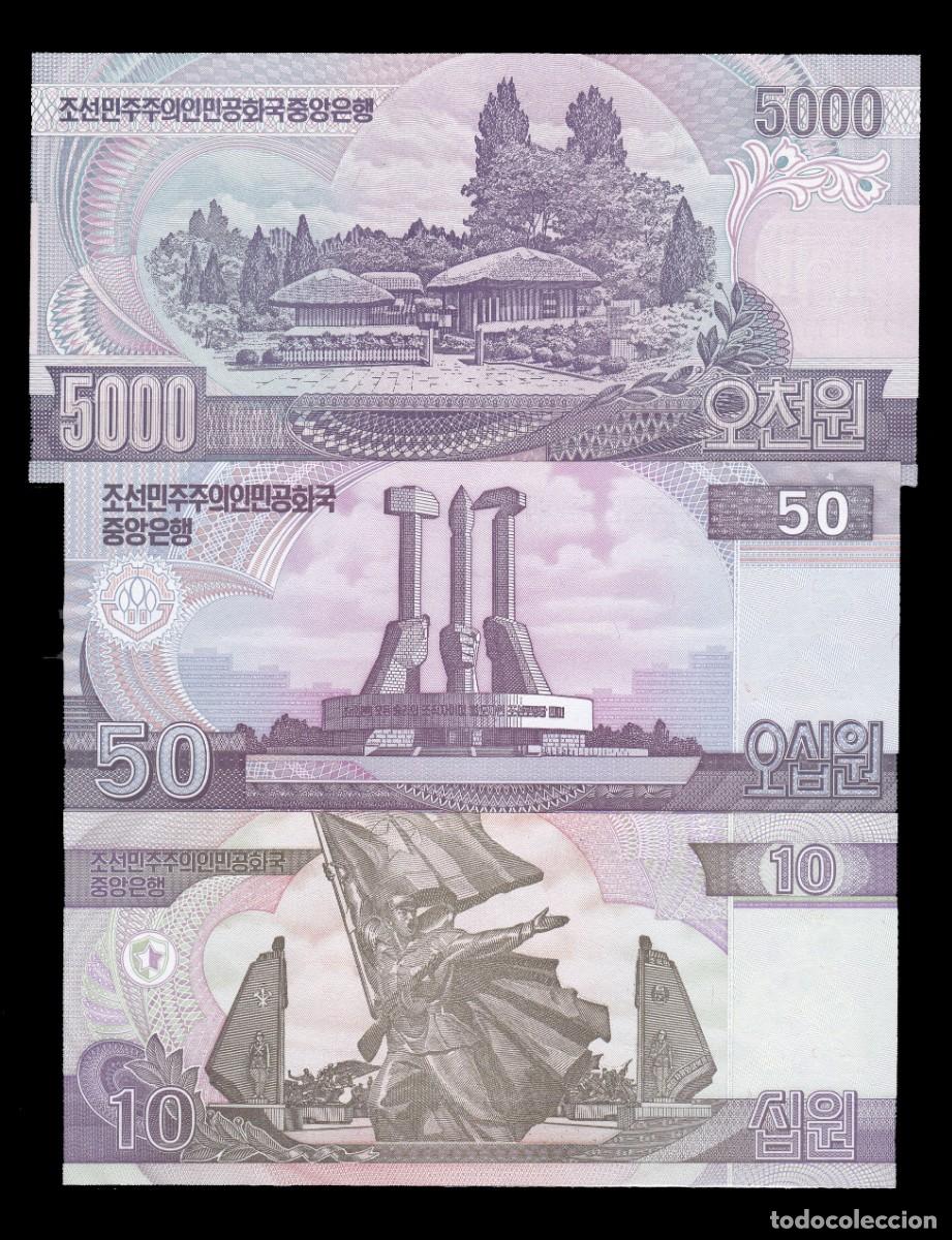Billetes extranjeros: COREA DEL NORTE -3 BILLETES DE 2002/2006 - SIN CIRCULAR - Foto 2