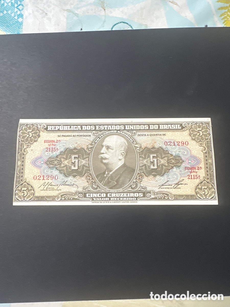 Billetes extranjeros: Billete de Brasil 5 cruzeiros