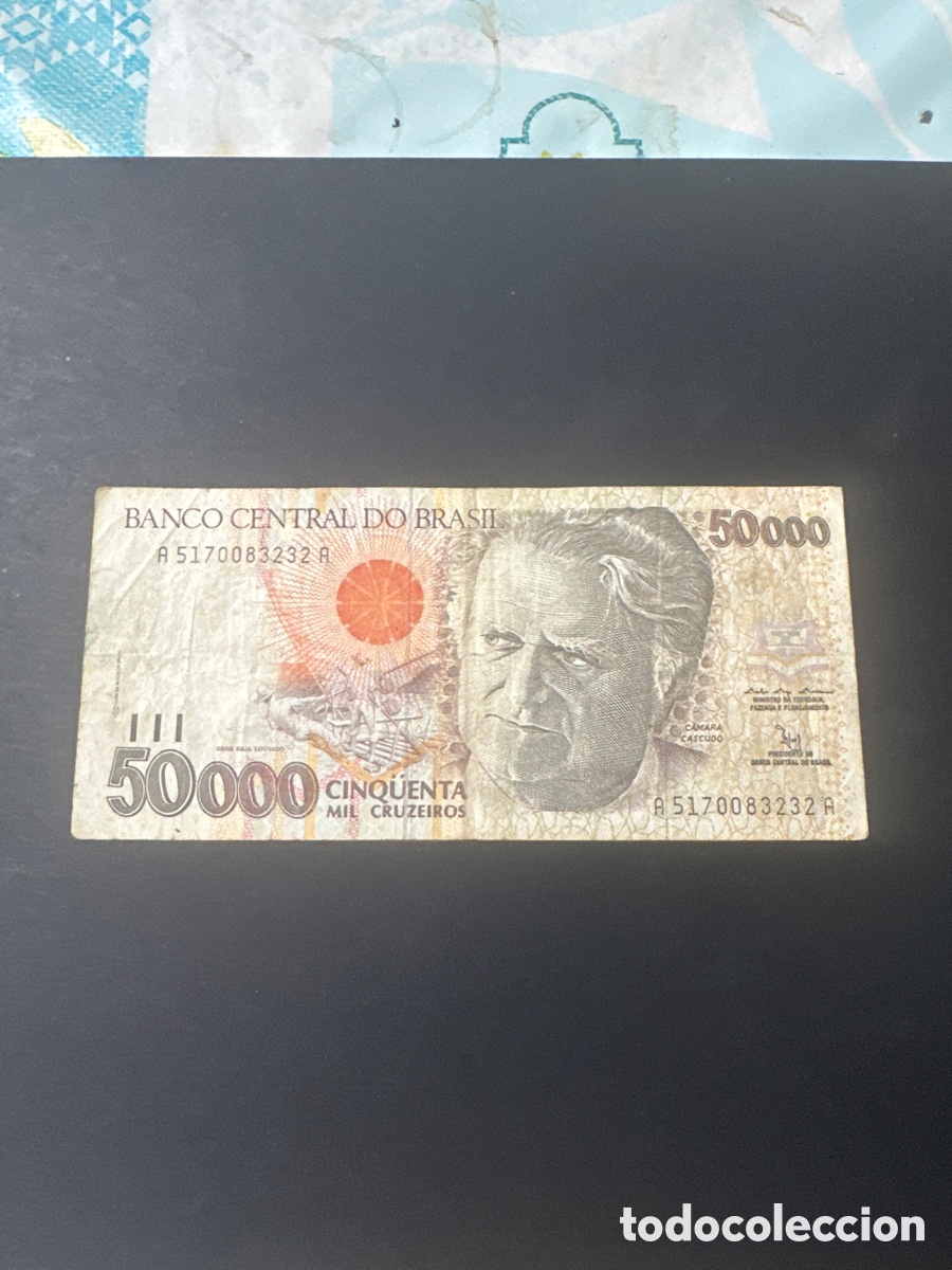 International Banknotes: Billete de Brasil de 50000 cruzeiros