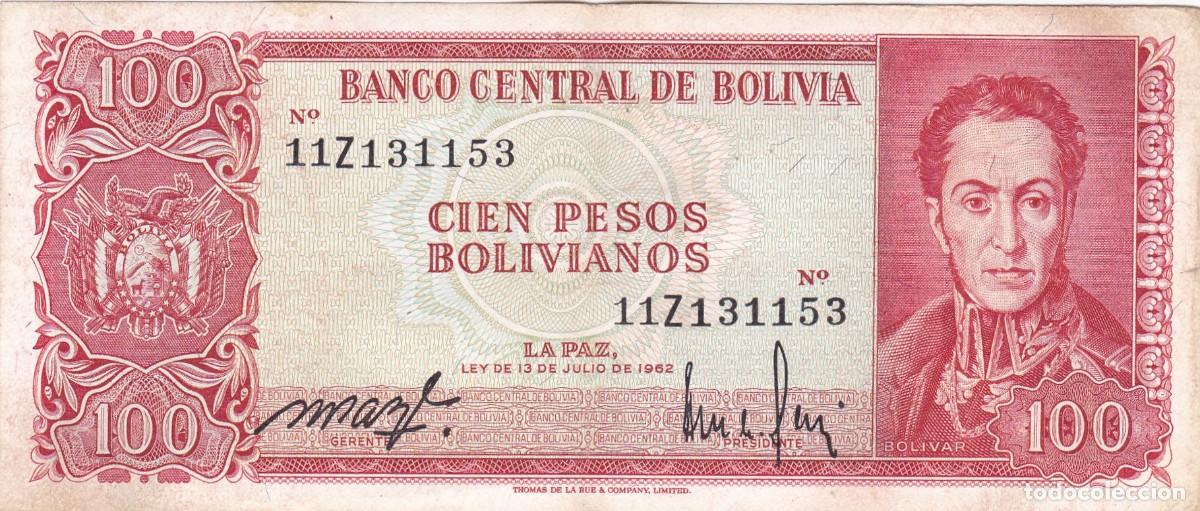 Billetes extranjeros: BOLIVIA - 100 BOLIVIANOS DE 1962 - VER FOTOS