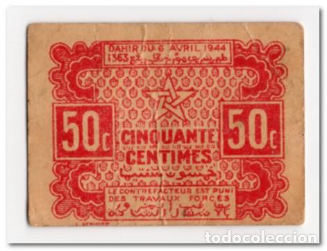 Billetes extranjeros: MOROCCO,50 CENTIMES,1944,P.41,VF - Foto 1
