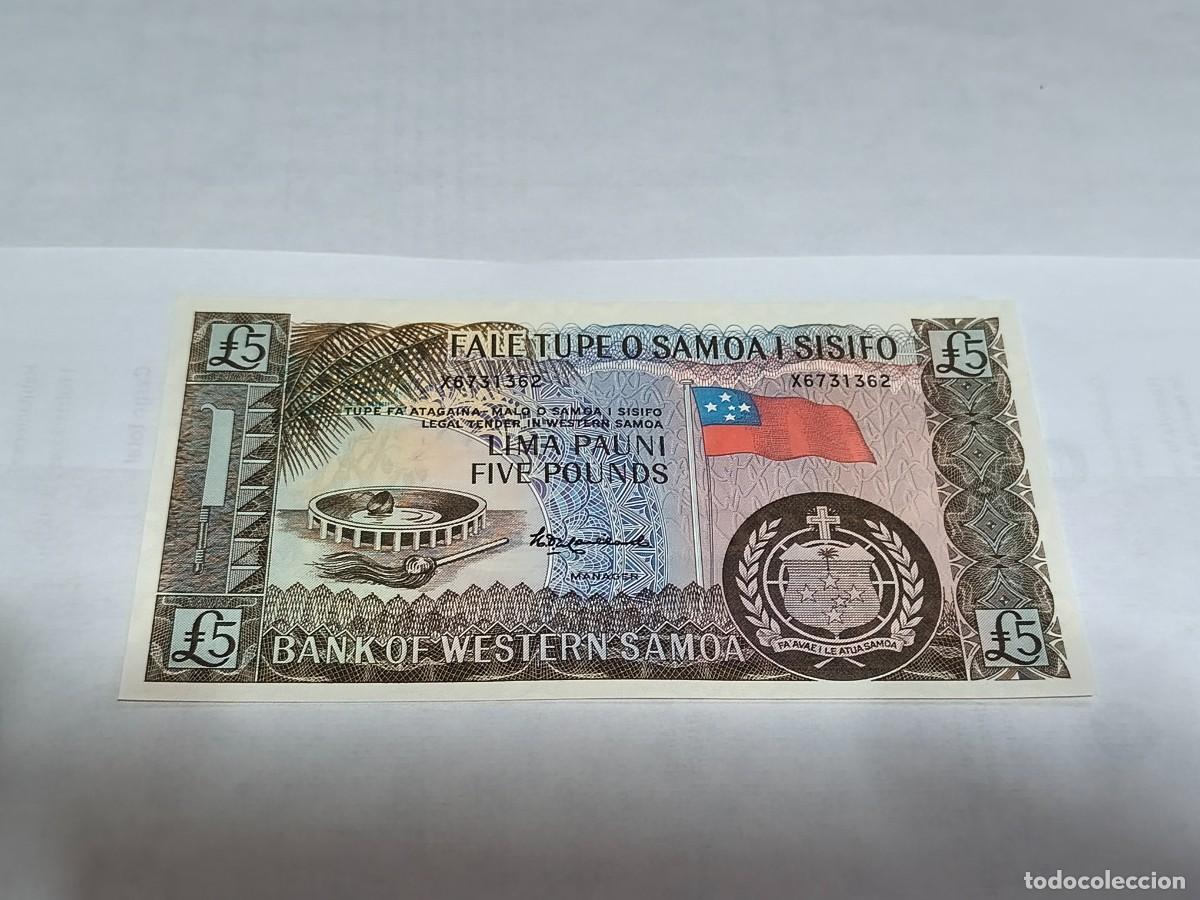 International Banknotes: Western Samoa 5 reimpresi&oacute;n UNC.