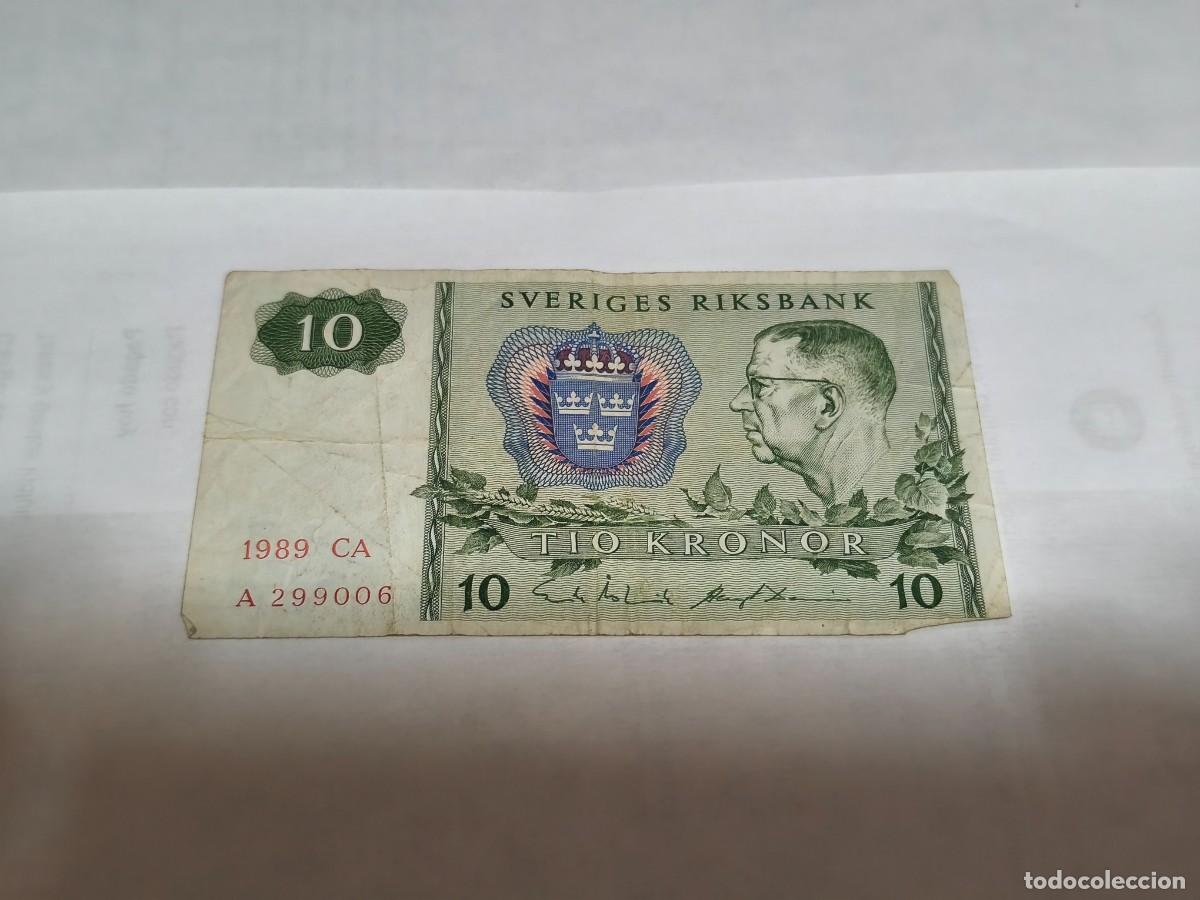 Internationale Banknoten: Suecia 10krone 1989 VF.