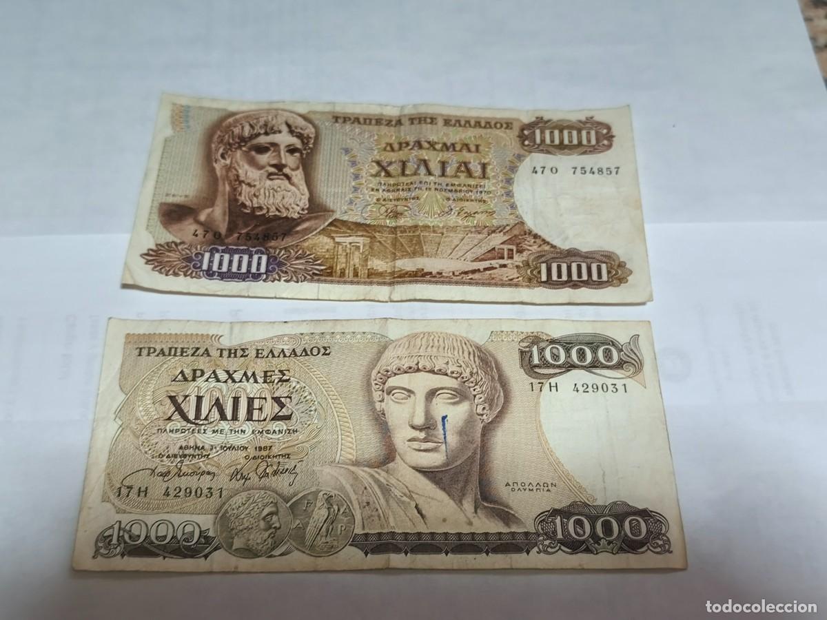 Internationale Banknoten: Grecia 1000dragmas&times;2 1970/1989 VF.