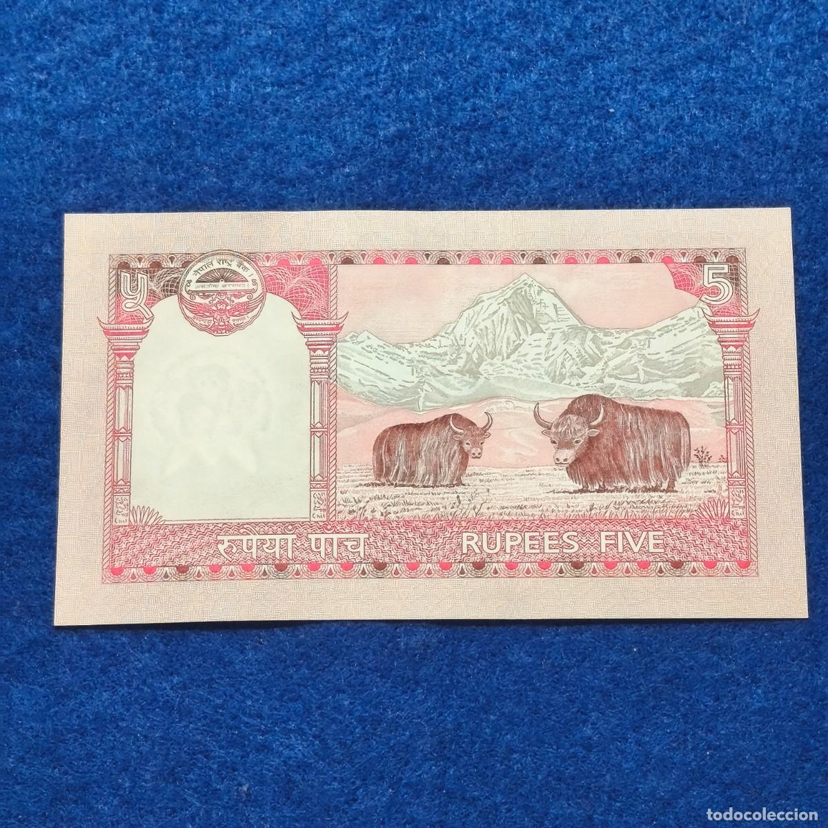 Billetes extranjeros: 5 RUPIAS DE NEPAL. A&Ntilde;O - Foto 3