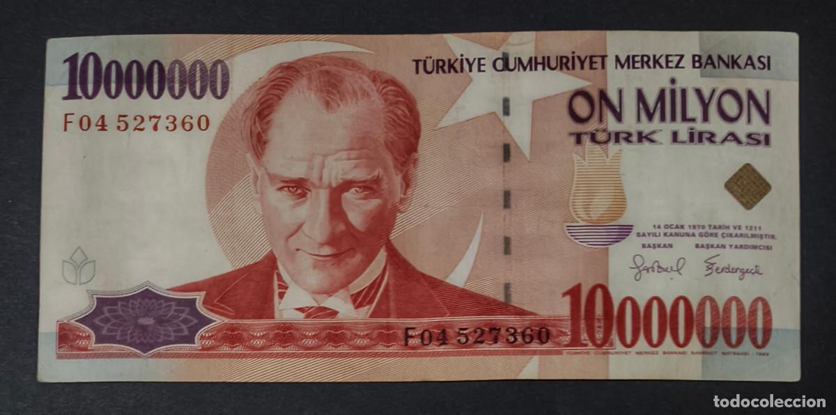 Internationale Banknoten: TURQUIA. 10000000 lira L.1970 (1999). Pick 214. Serie F.