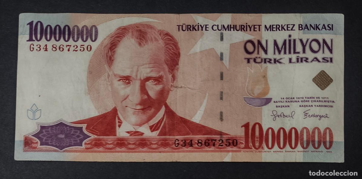Internationale Banknoten: TURQUIA. 10000000 lira L.1970 (1999). Pick 214. Serie G.
