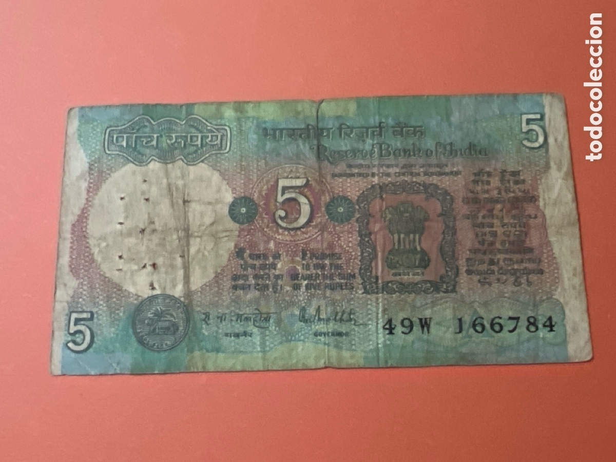 Internationale Banknoten: HB10. BILLETE. India. 5 rupees rupias