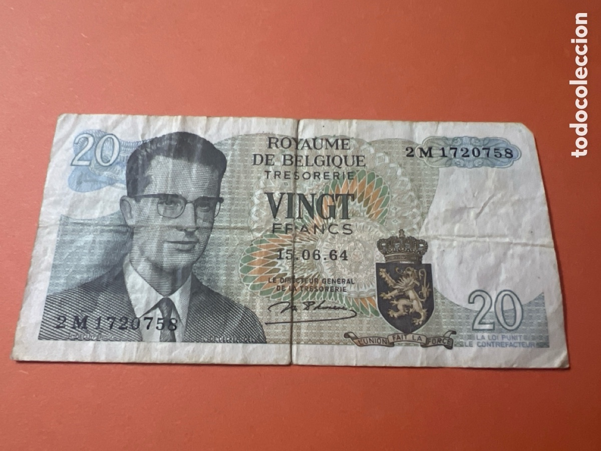 Internationale Banknoten: HB10. Billete - B&eacute;lgica 20 francos 1964