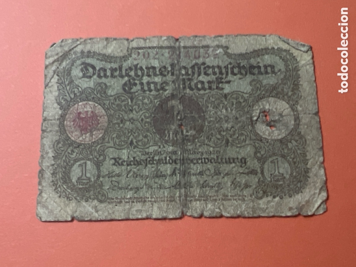 Internationale Banknoten: HB9. Billete 1 Mark Alemania