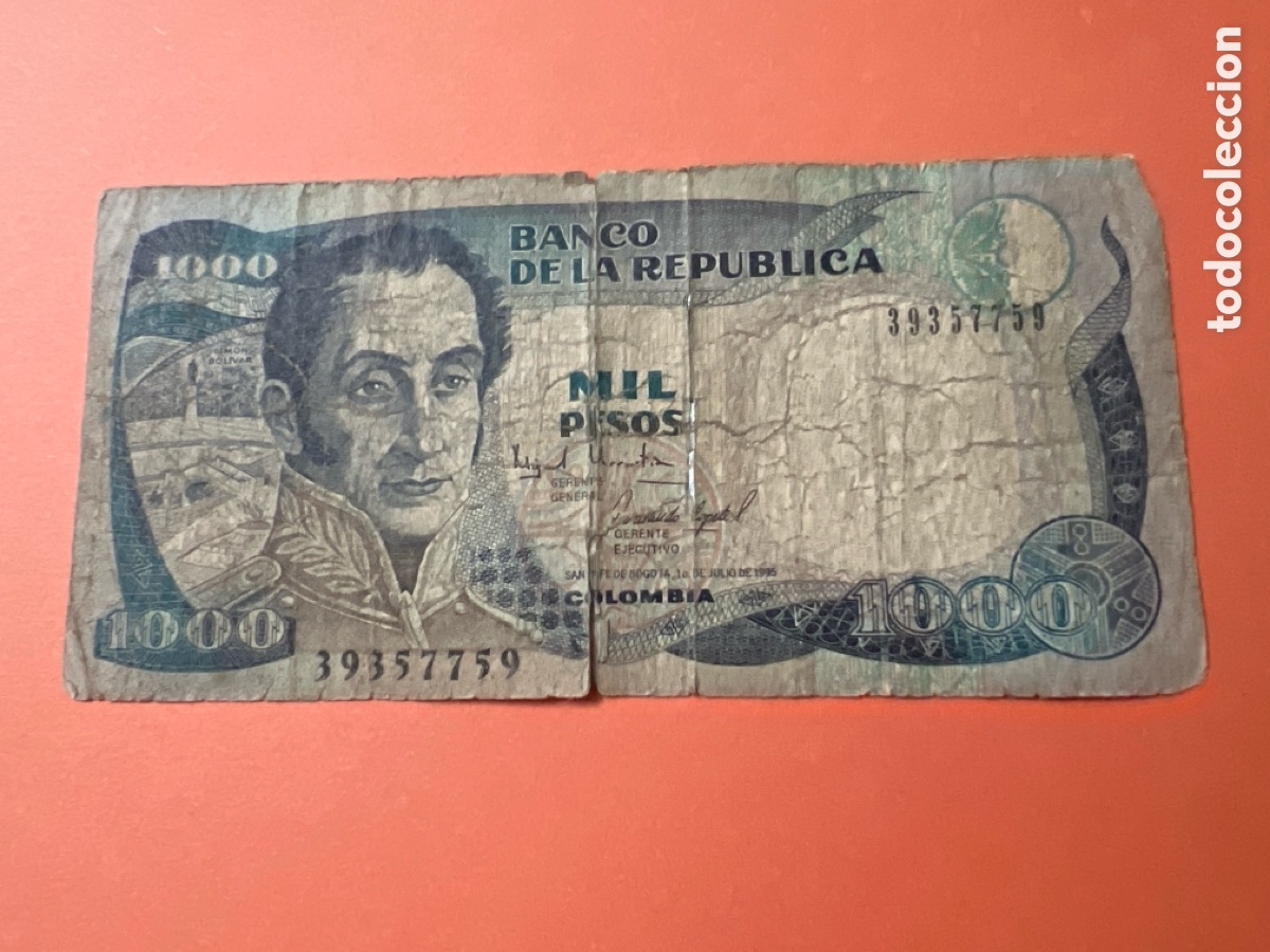 Internationale Banknoten: HB9. Billete 1000 mil pesos 1995 colombia