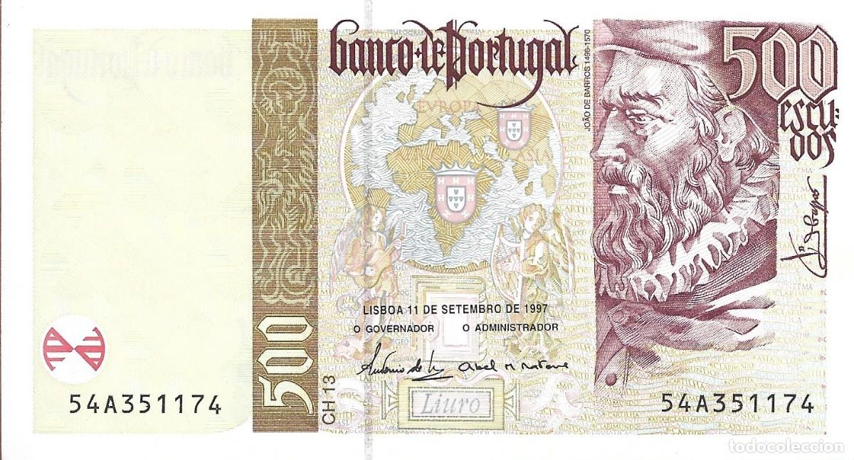 Notas Internacionais: Billete PORTUGAL 1997. 500 Escudos. P187b.3. Jo&atilde;o de Barros. 54A351174.