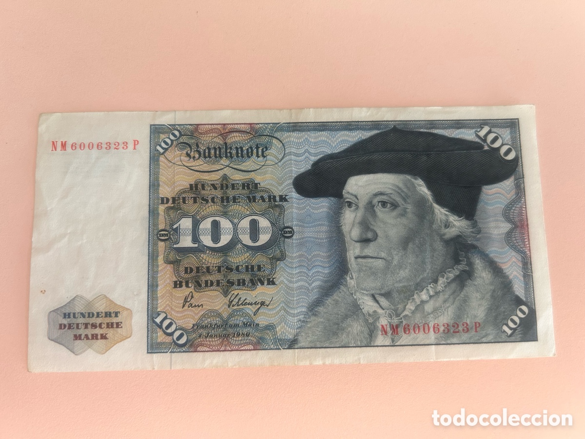Notas Internacionais: ALEMANIA &ndash; BILLETE 100 MARCOS ALEMANES 1980 &ndash; SEBASTIAN M&Uuml;NSTER &ndash; DEUTSCHE BUNDESBANK &ndash; P.34d