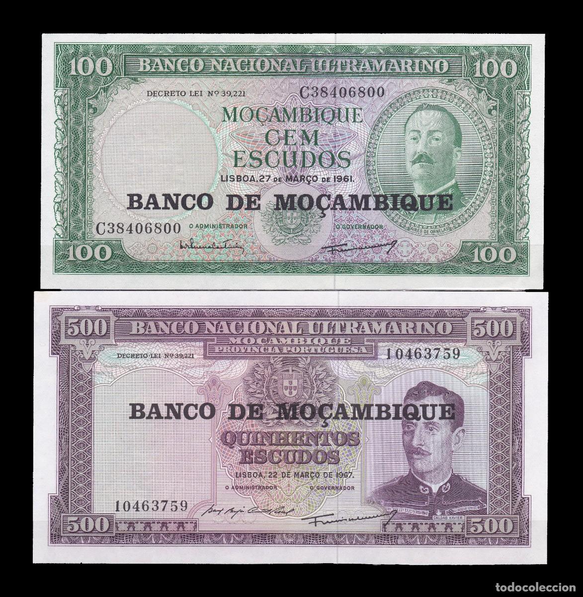 Billetes extranjeros: MOZAMBIQUE - 100 Y 500 ESCUDOS DE 1961 / 1967 - SIN CIRCULAR