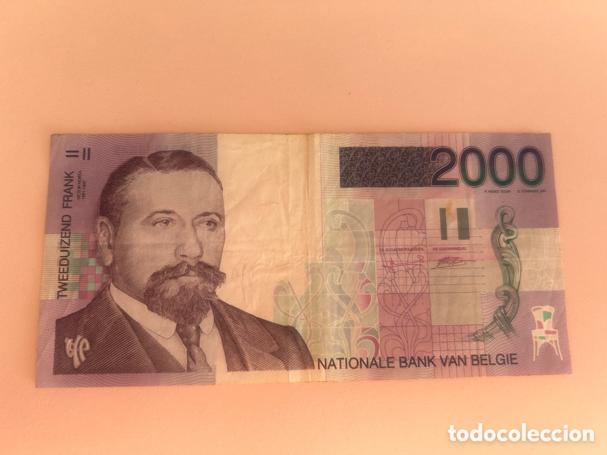 Notas Internacionais: B&Eacute;LGICA &ndash; BILLETE 2000 FRANCOS BELGAS 1994 &ndash; VICTOR HORTA &ndash; PICK 151a &ndash; ORIGINAL