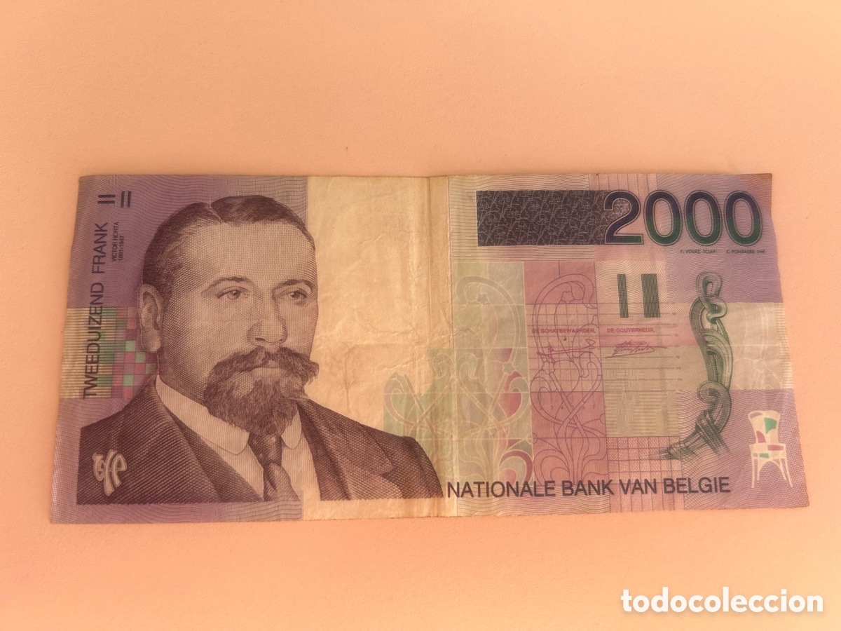 Notas Internacionais: B&Eacute;LGICA &ndash; BILLETE 2000 FRANCOS BELGAS 1994 &ndash; VICTOR HORTA &ndash; PICK 151a &ndash; ORIGINAL