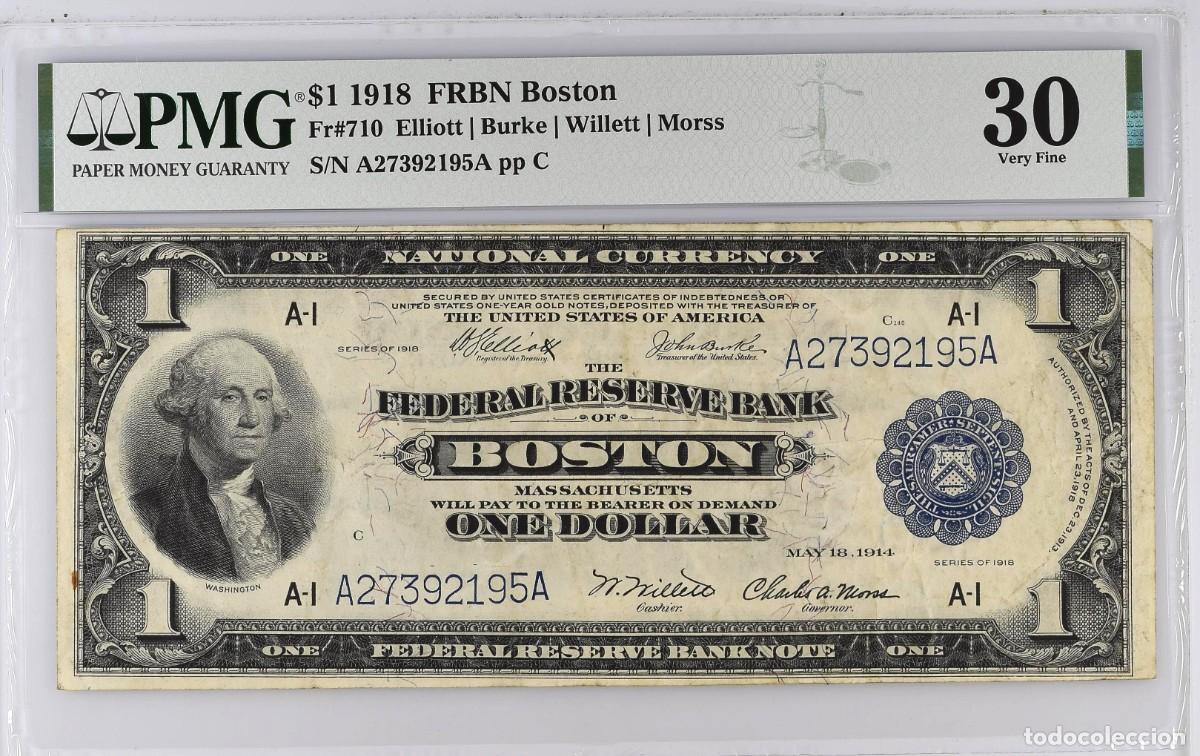 Banconote internazionali: ESTADOS UNIDOS USA FRBN BOSTON PMG 30 |SOLO ACEPTO PAYPAL| BILLETE $ 1 DOLAR 1918 LEER DESCRIPCION