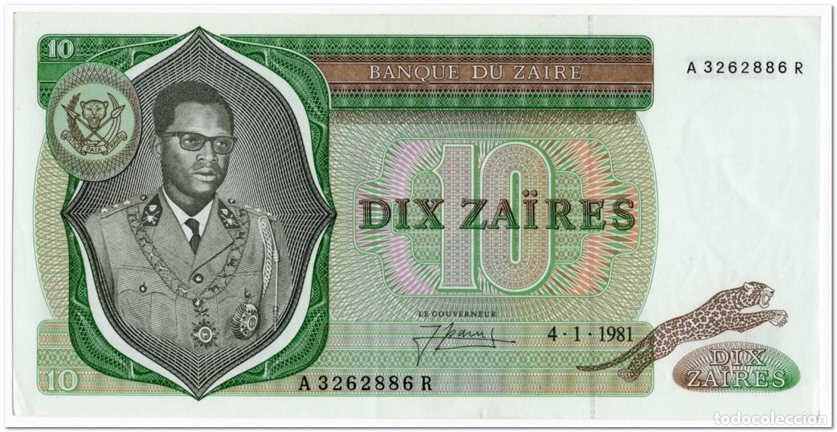 International Banknotes: ZAIRE,10 ZAIRES,1981,P.24b,AU