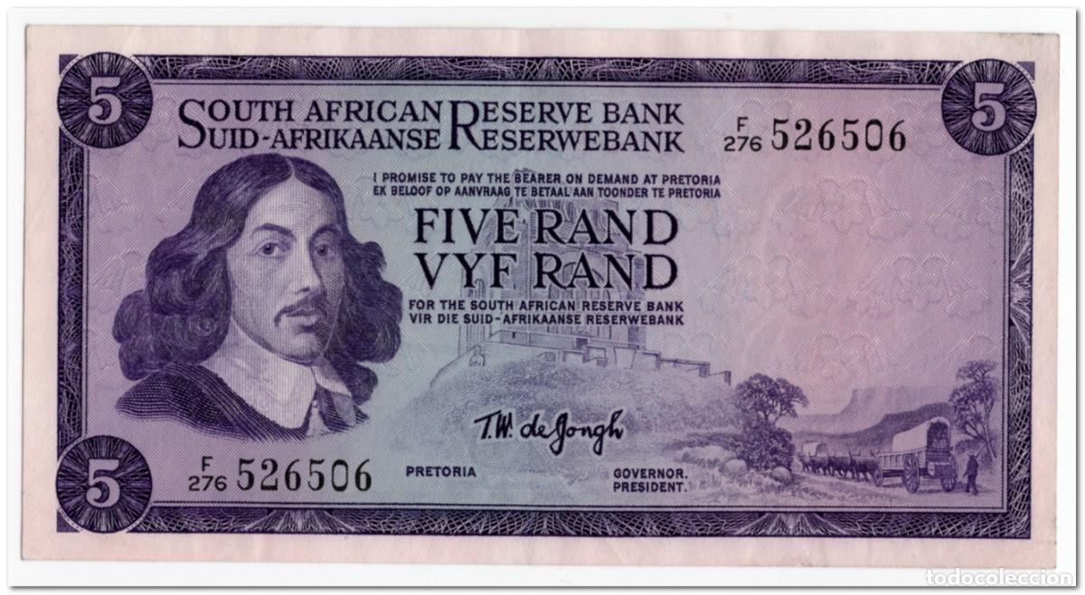 Billets internationaux: SOUTH AFRICA,5 RAND,1966-76,P.111c,VF-XF