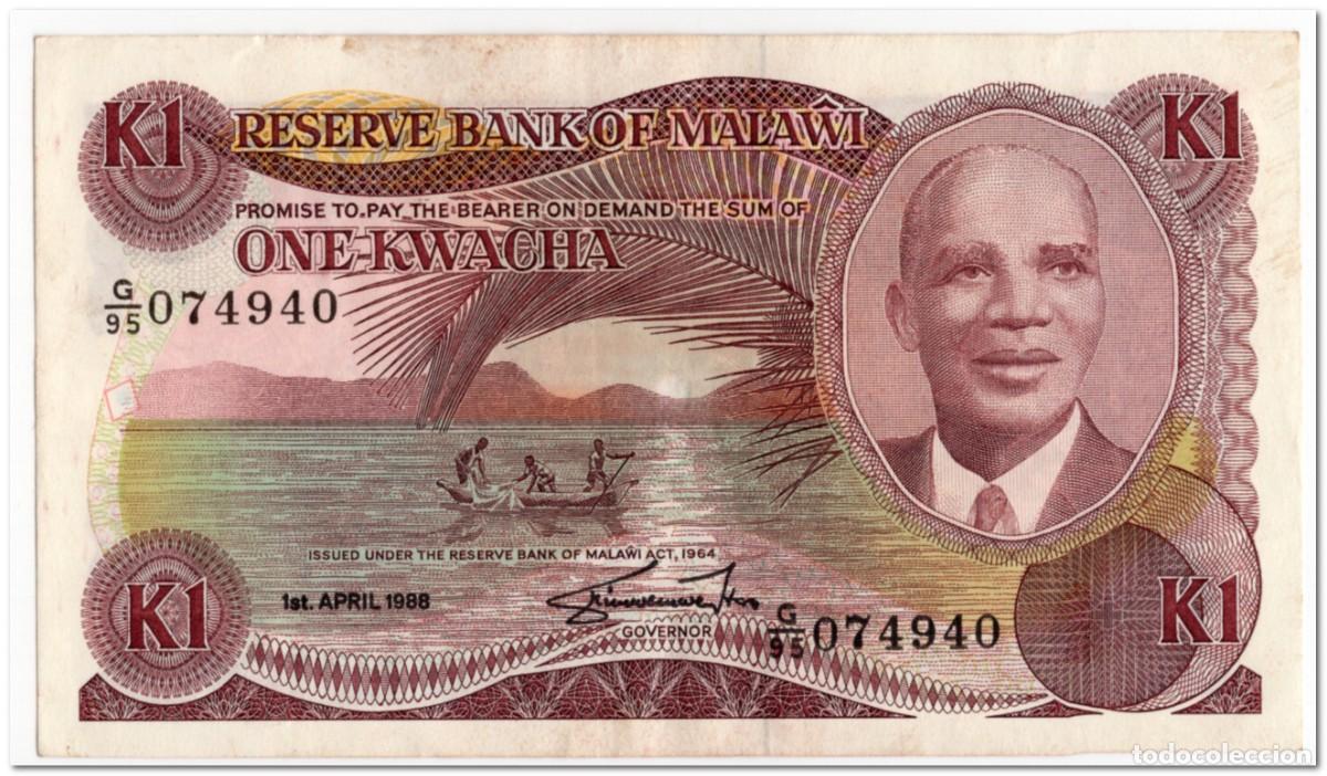 International Banknotes: MALAWI,1 KWACHA,1988,P.19B,VF-XF