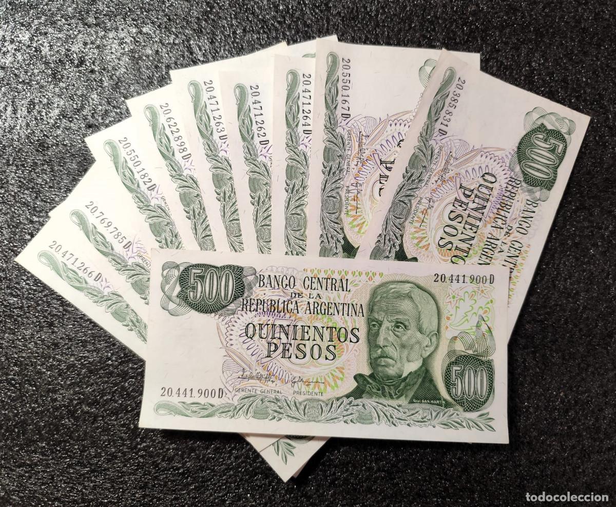Billets internationaux: Argentina 10 Billetes de Banco 500 Pesos Lote 656