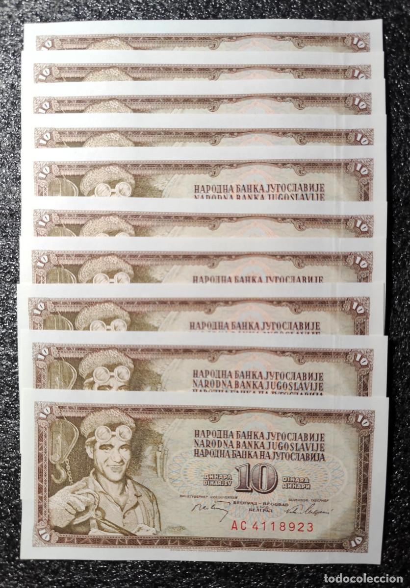 Notas Internacionais: Yugoslavia. &ndash; 10 Billetes de Banco 10 Dinara - 1968 &ndash; Sin Circular Lote 659