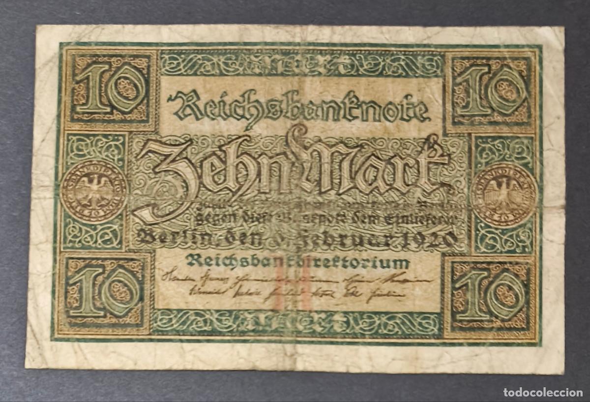 Notas Internacionais: ALEMANIA (Rep. Weimar). 10 Mark 6.2. 1920. Pick 67.
