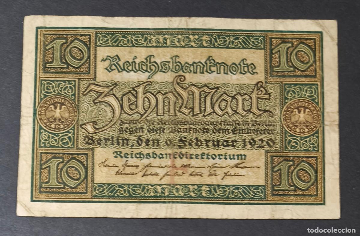 Notas Internacionais: ALEMANIA (Rep. Weimar). 10 Mark 6.2. 1920. Pick 67.