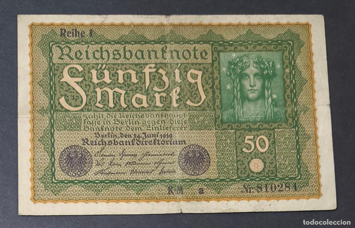 Notas Internacionais: ALEMANIA. Post I G.M. 50 mark 24.6.1919. Pick 66. Reihe 1.
