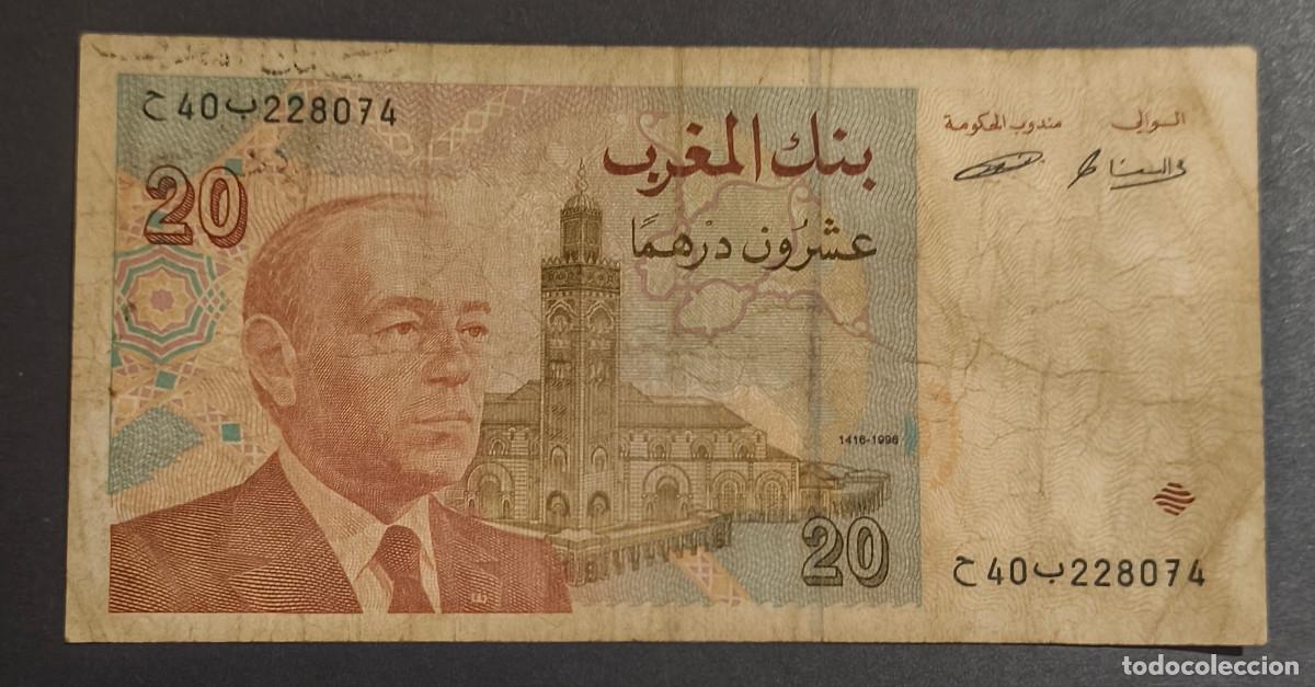 Notas Internacionais: MARRUECOS. 20 dirhams 1996. Firma 12. Pick 67a.