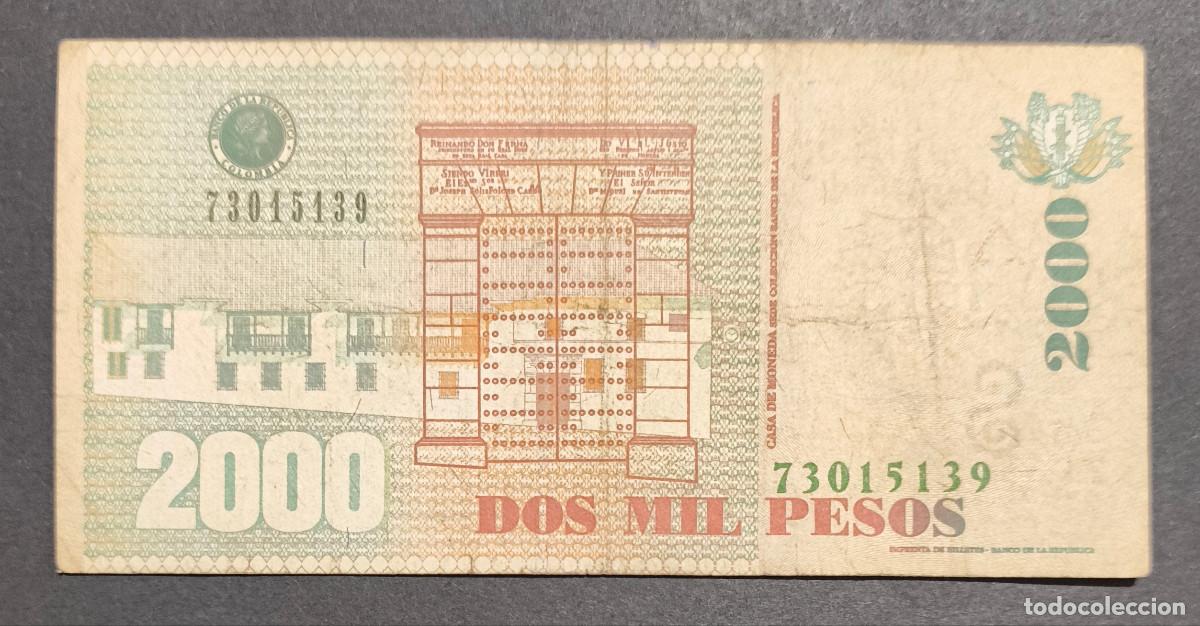Billetes extranjeros: COLOMBIA. 2000 pesos 30.8.2008 - Foto 2