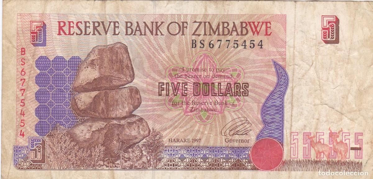 Billetes extranjeros: ZIMBABWE - 5 DOLLARS DE 1997 - VER FOTOS