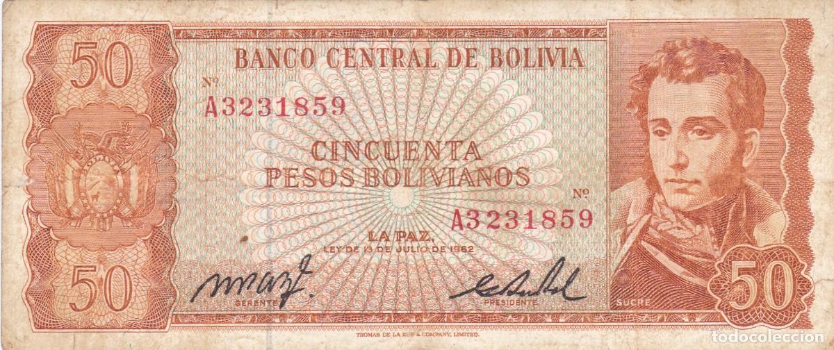 Billetes extranjeros: BOLIVIA - 50 BOLIVIANOS DE 1962 - VER FOTOS