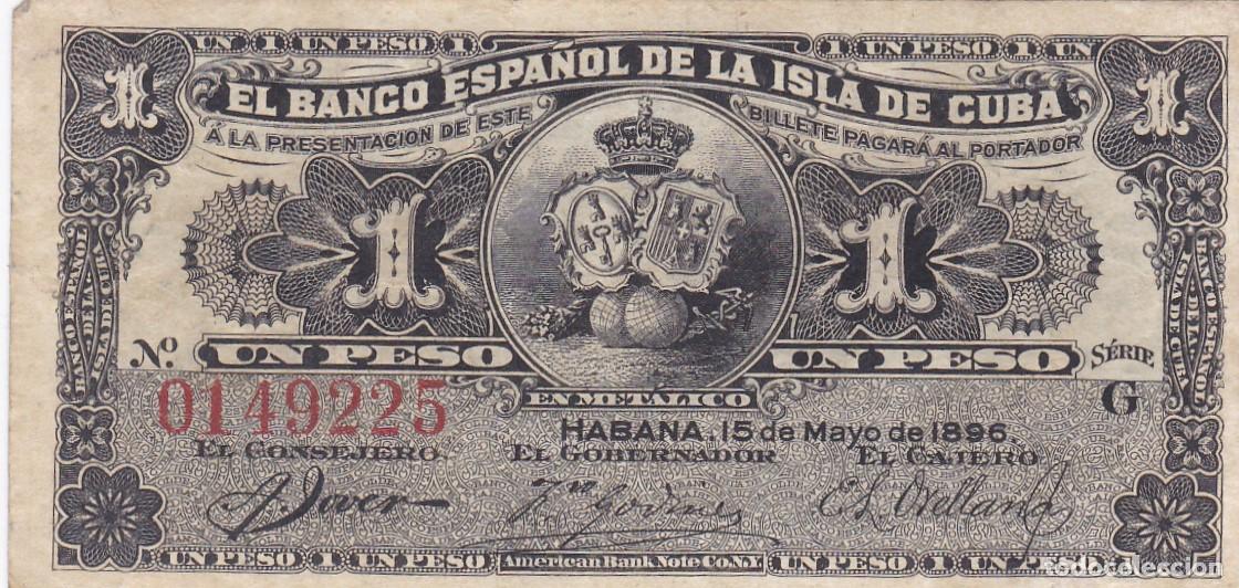 Notas Internacionais: CUBA , ESPA&Ntilde;A COLONIAL - 1 PESO 1896 - VER FOTOS